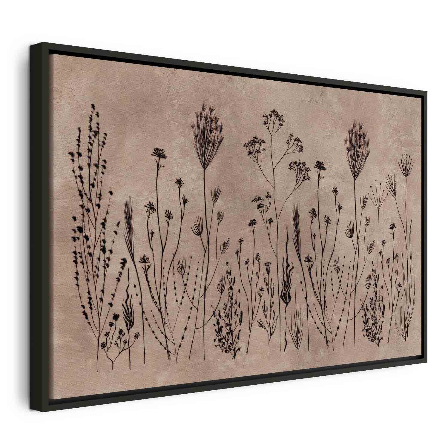 Wildflower Silhouette Lime Wash Canvas Print