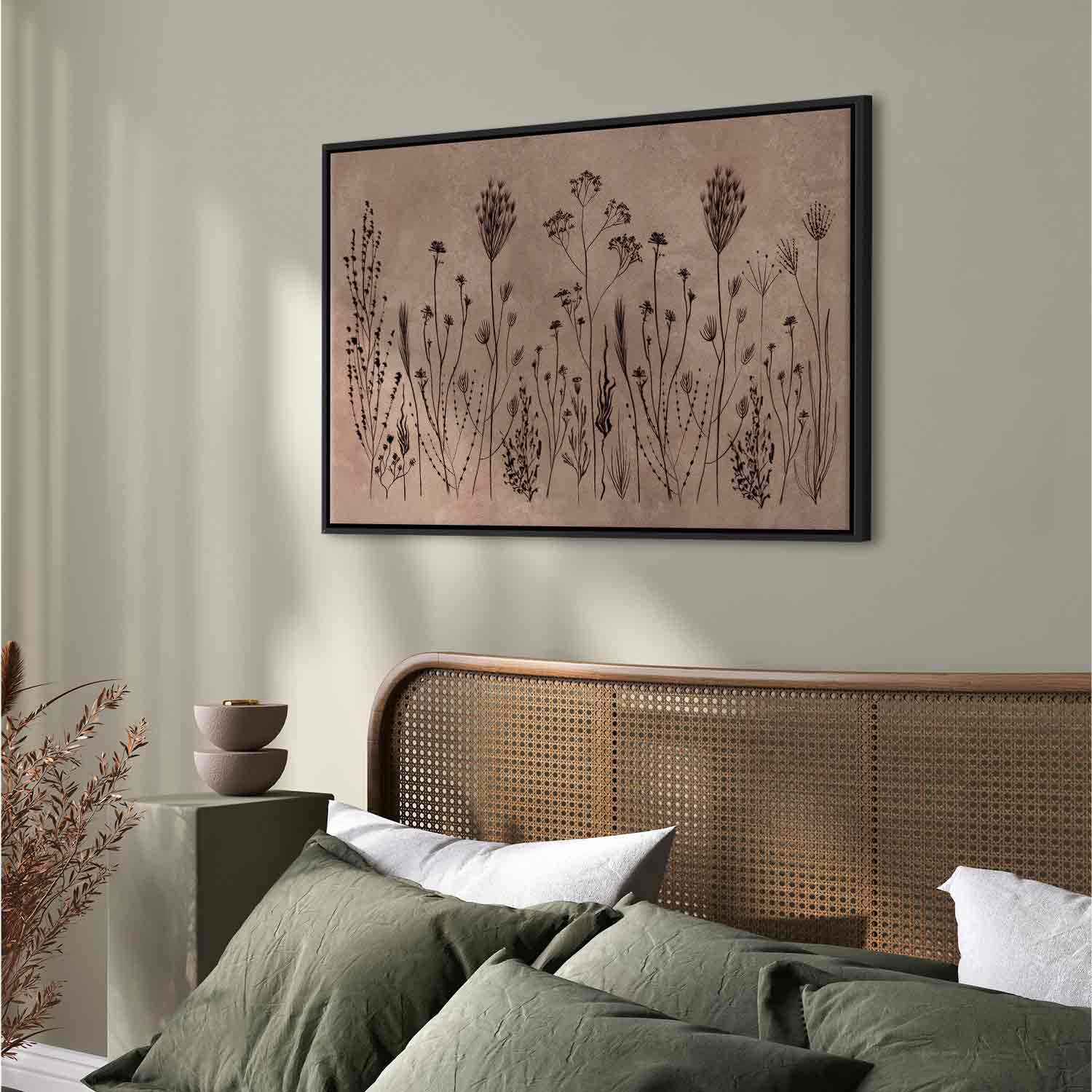 Wildflower Silhouette Lime Wash Canvas Print