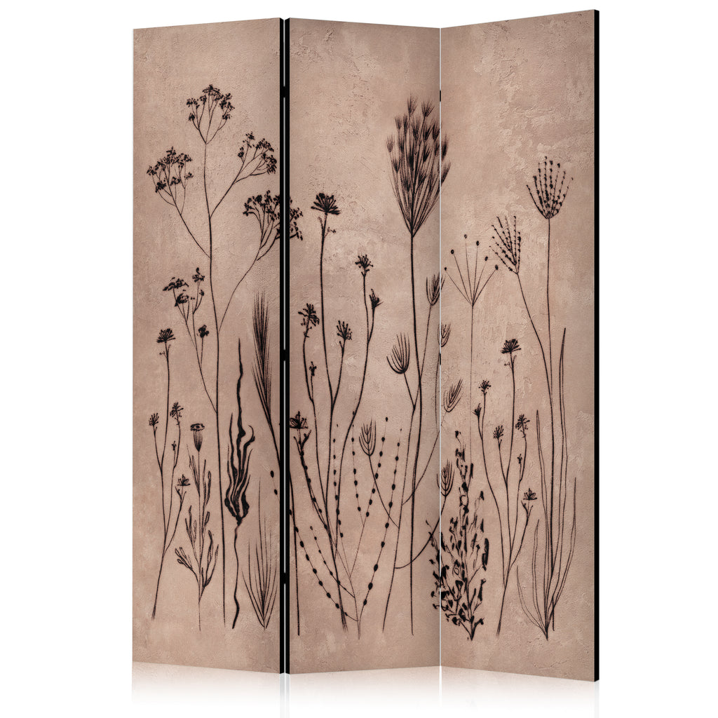Room Divider 3-Panel Floral Screen - Vintage Plant Motif