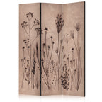 Room Divider 3-Panel Floral Screen - Vintage Plant Motif