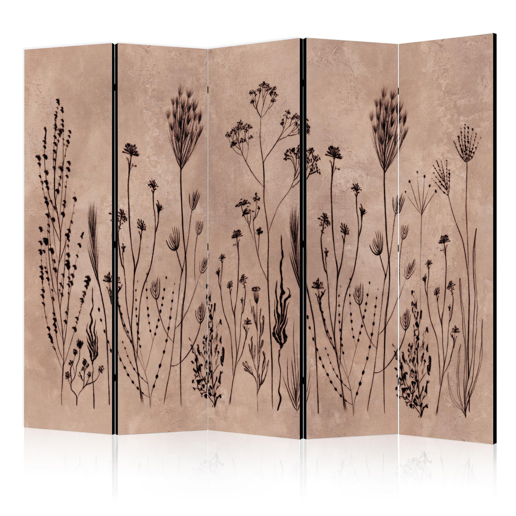 Room Divider 5-Panel with Floral Pattern