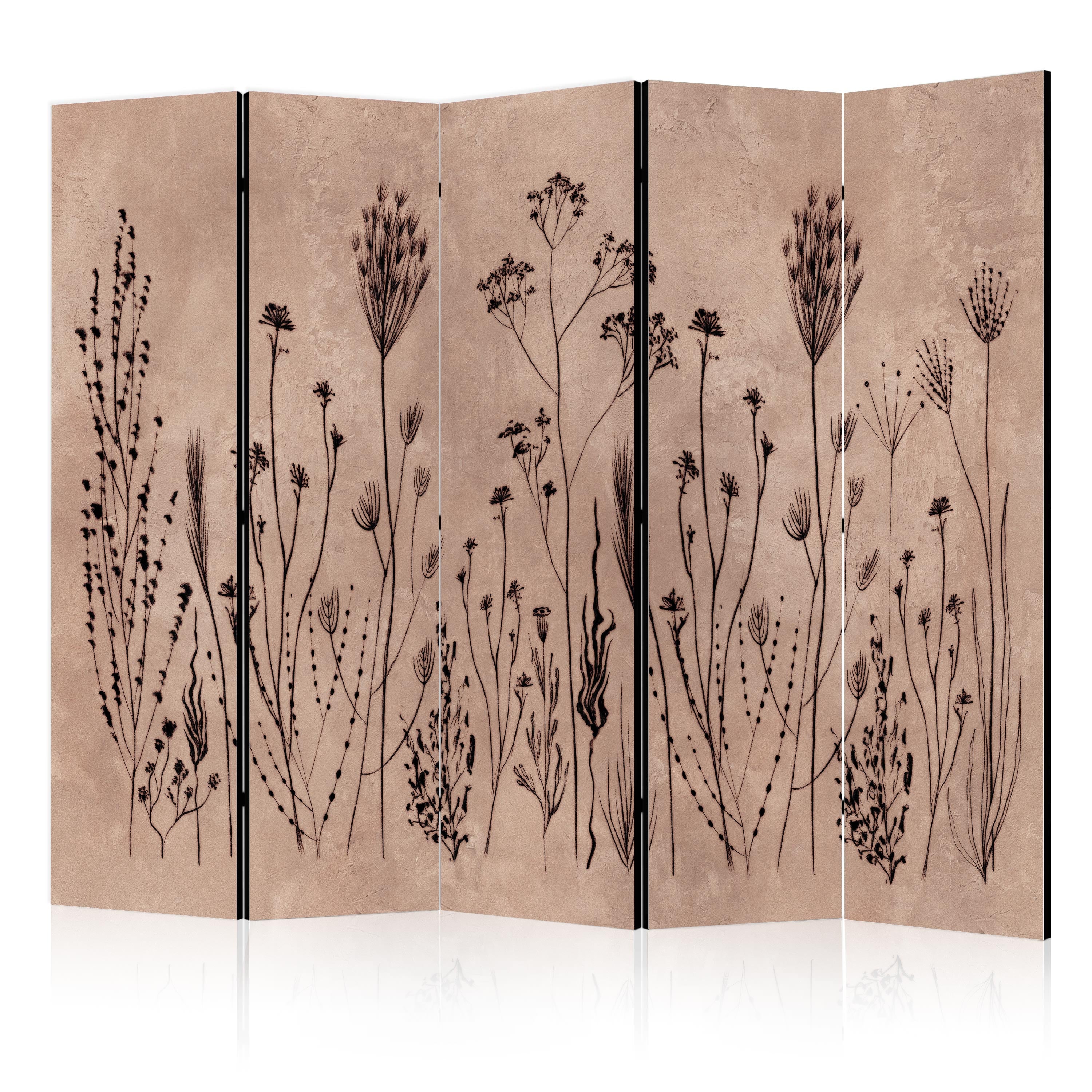 Room Divider 5-Panel with Floral Pattern