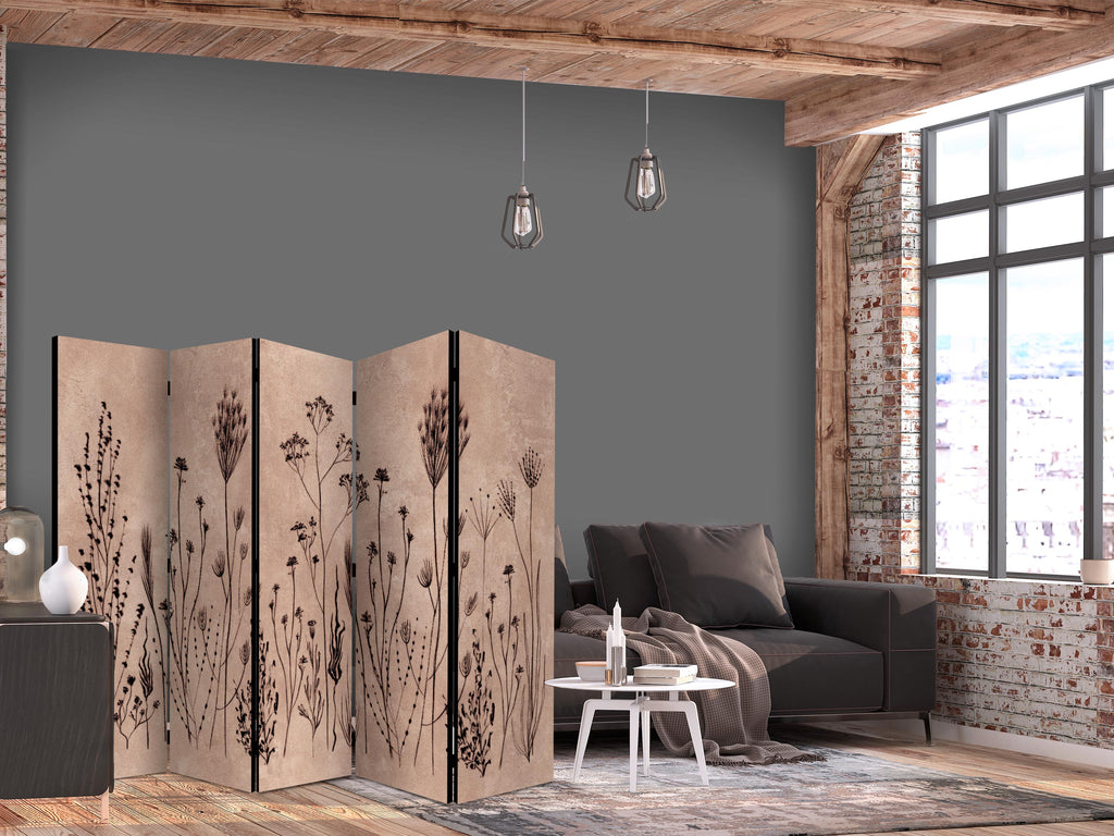 Room Divider 5-Panel with Floral Pattern