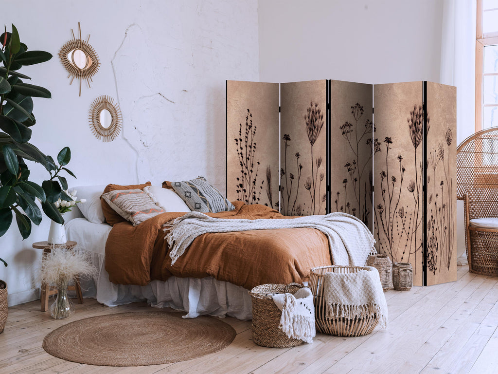 Room Divider 5-Panel with Floral Pattern