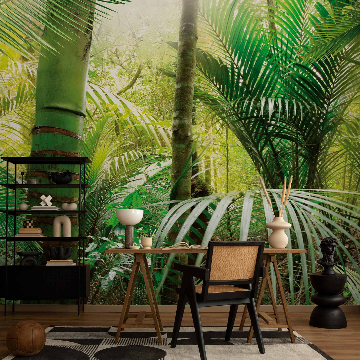 Green Forest Alley Landscape Wall Mural