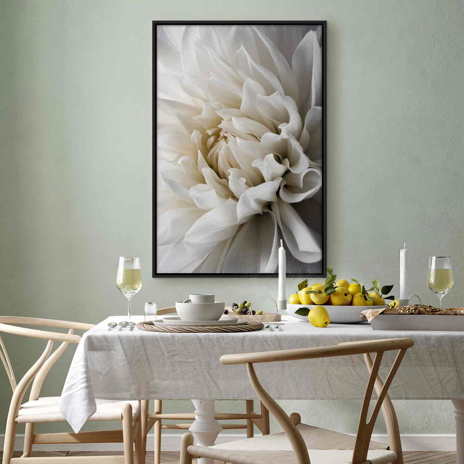 White Dahlia Floral Canvas Print