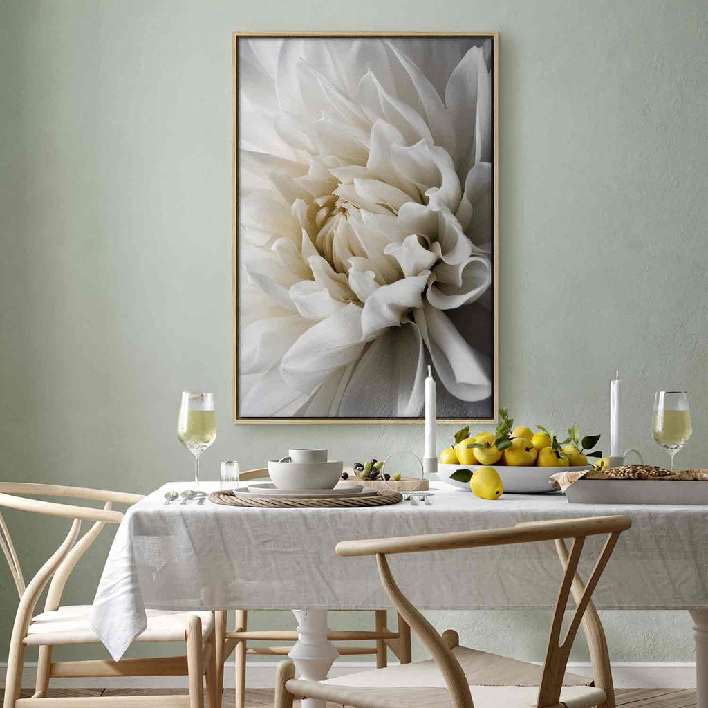 White Dahlia Floral Canvas Print
