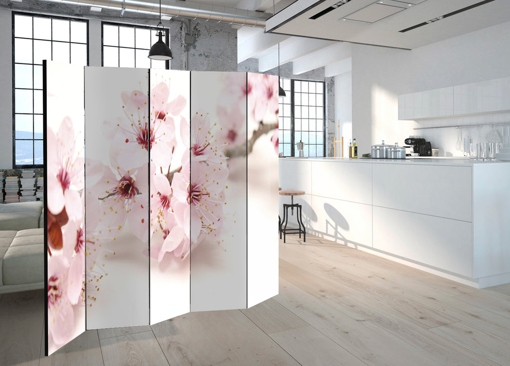 Cherry Blossom Floral 5-Panel Room Divider