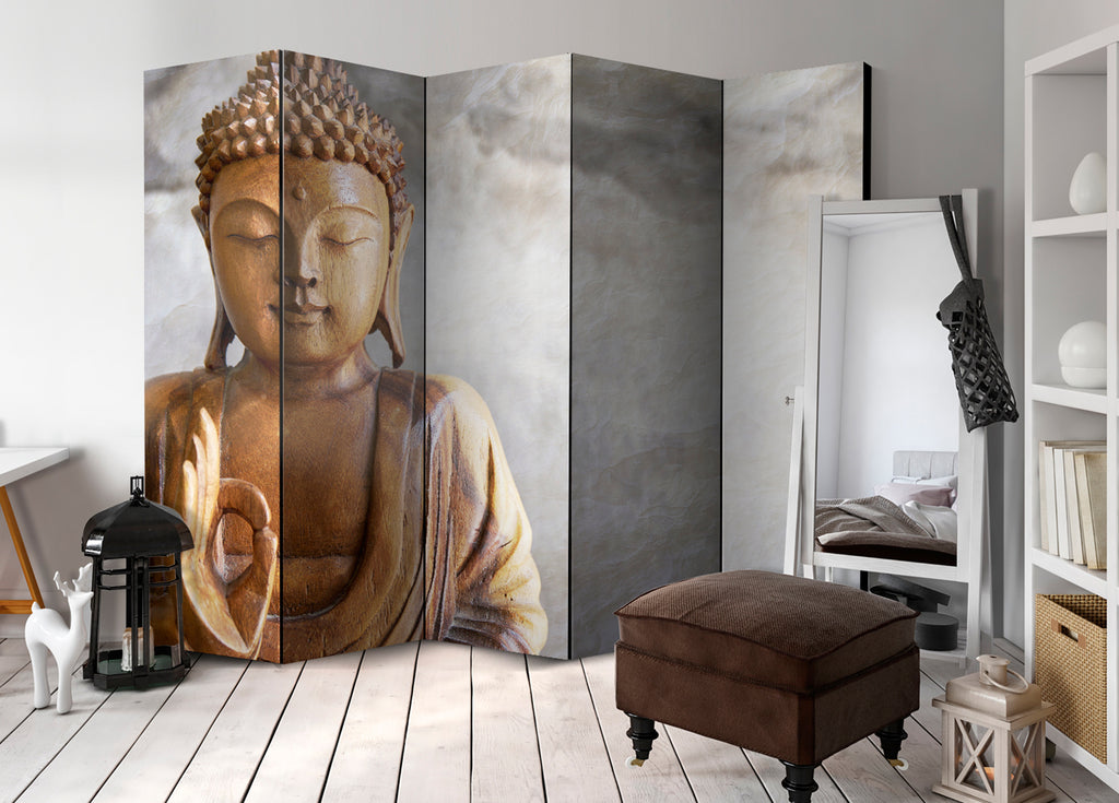 Grey Buddha Zen Wooden Room Divider