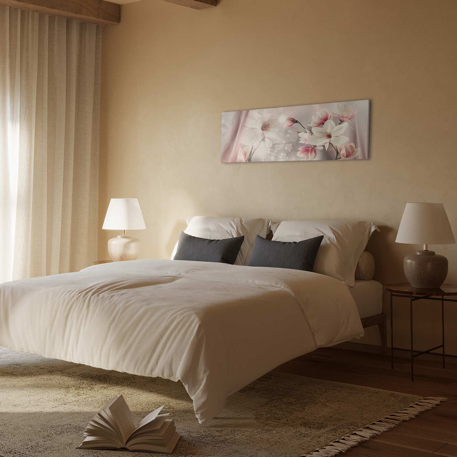 Magnolia Reflection Floral Narrow Canvas Print