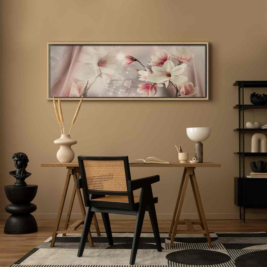 Magnolia Reflection Floral Narrow Canvas Print