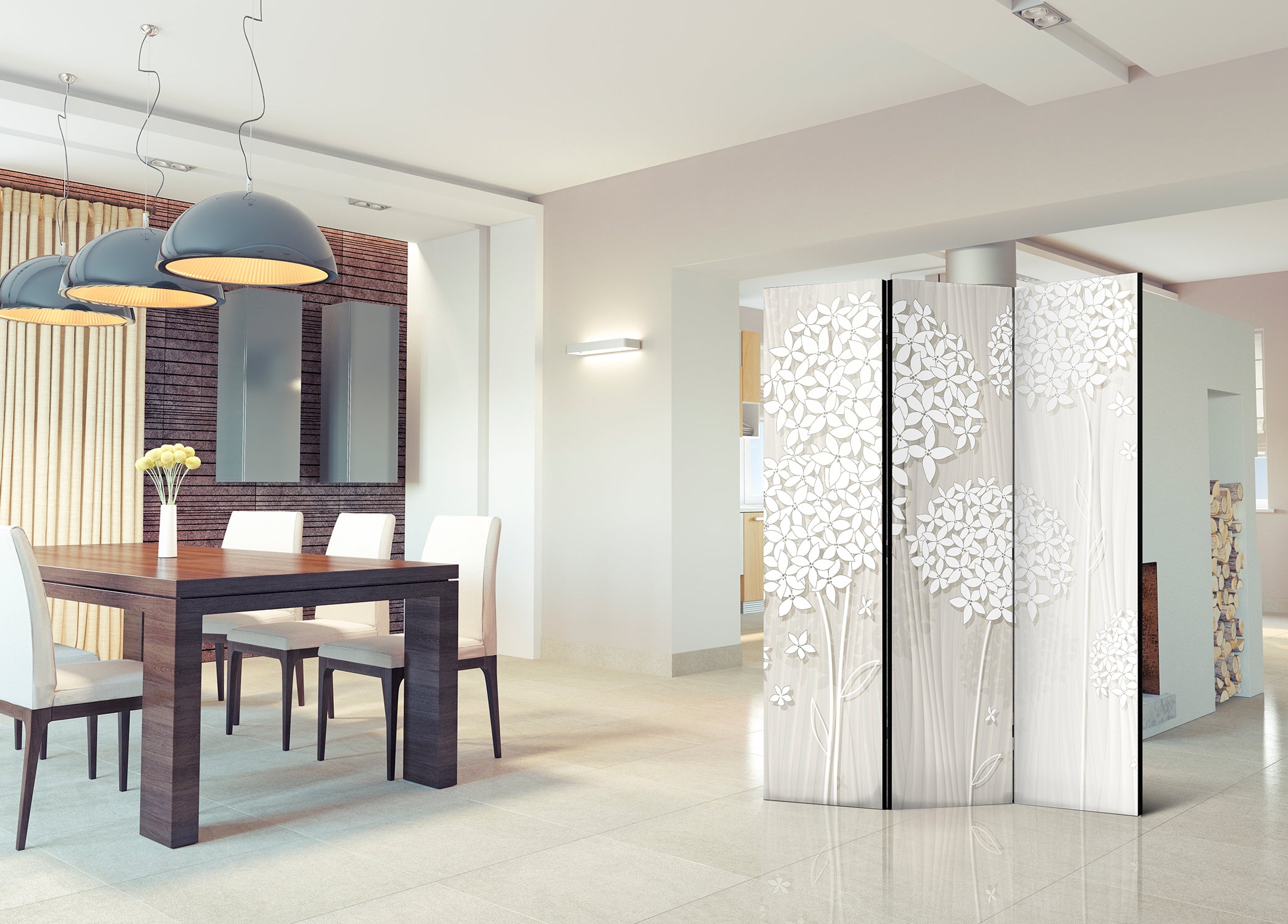 Paper Dandelions Floral Room Divider