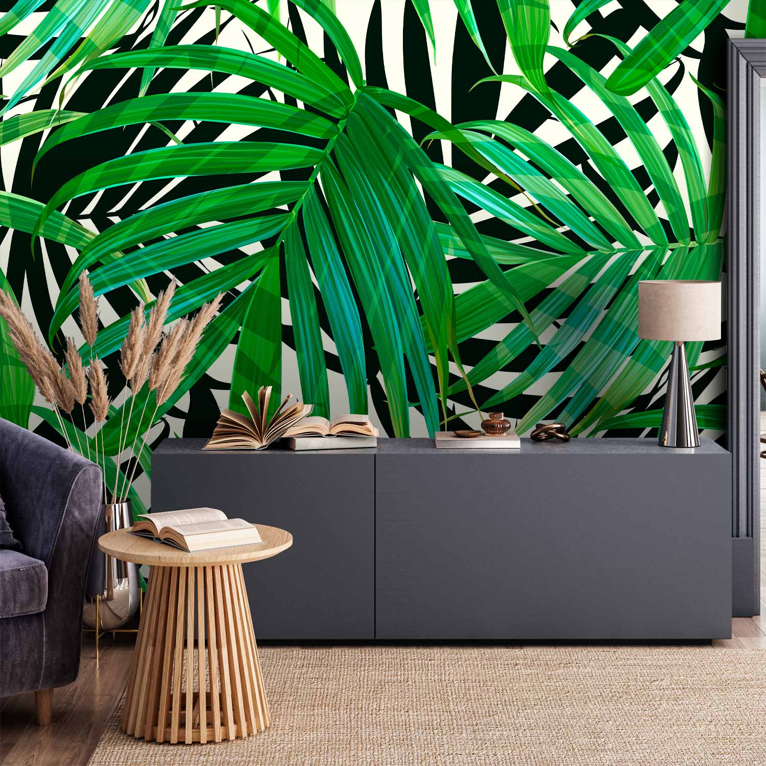 Tropical Green Leaves Wall Mural
