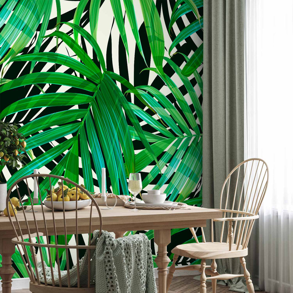 Tropical Green Leaves Wall Mural