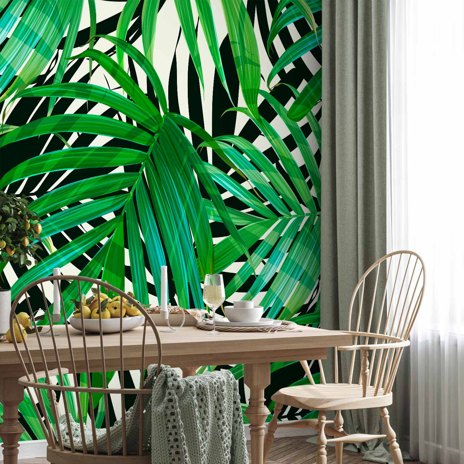 Tropical Green Leaves Wall Mural