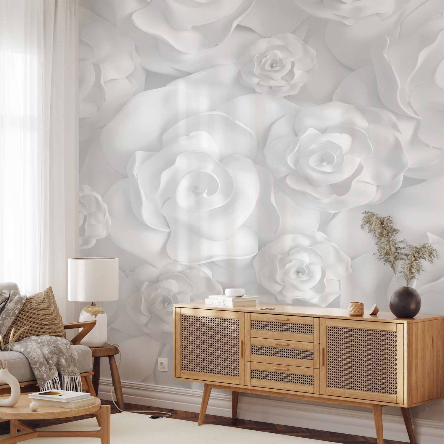 3D Plaster Flower Wall Mural
