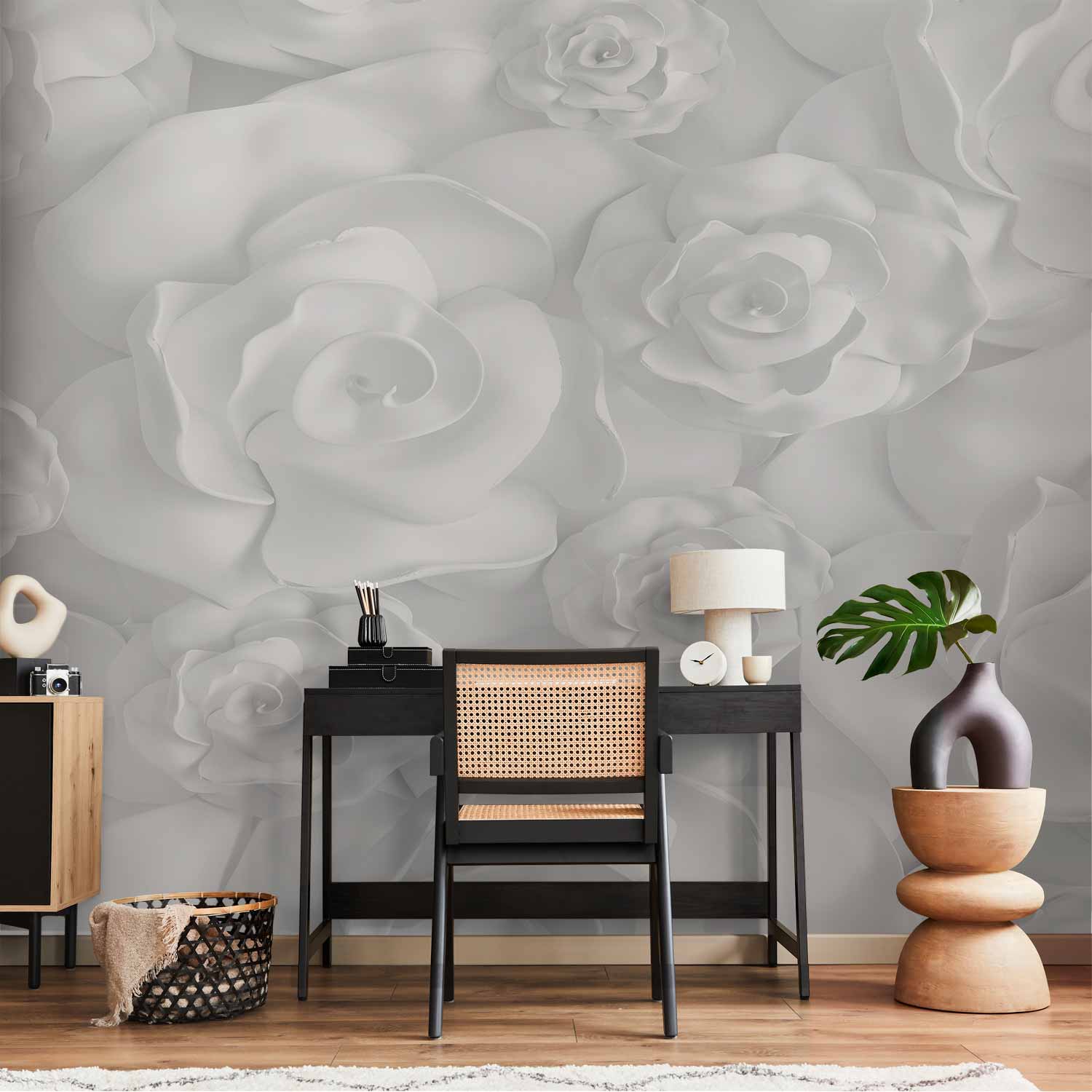 3D Plaster Flower Wall Mural