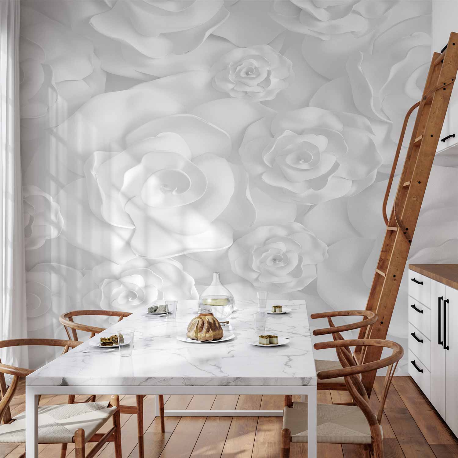 3D Plaster Flower Wall Mural