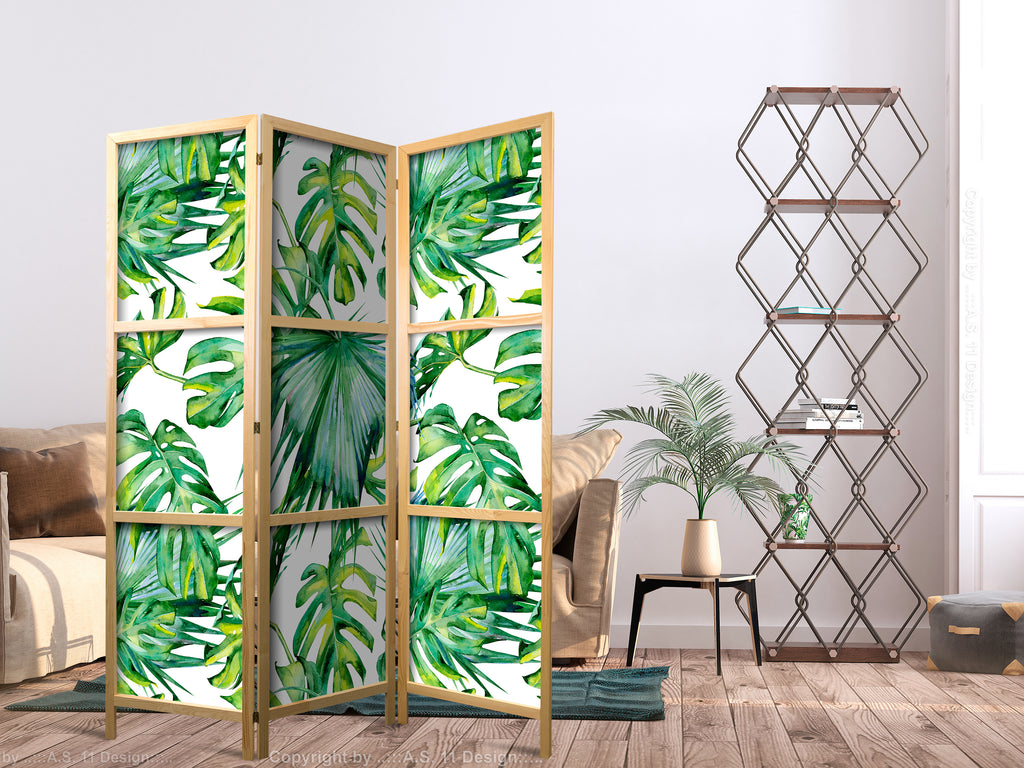 Monstera and Palm Leaves Japanese Room Divider