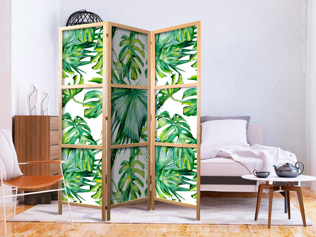 Monstera and Palm Leaves Japanese Room Divider