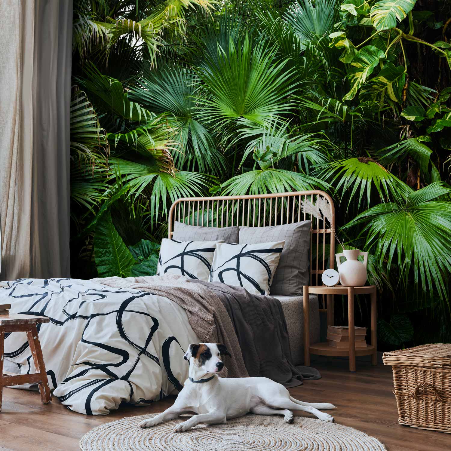 Sunny Jungle Tropical Leaves Wall Mural