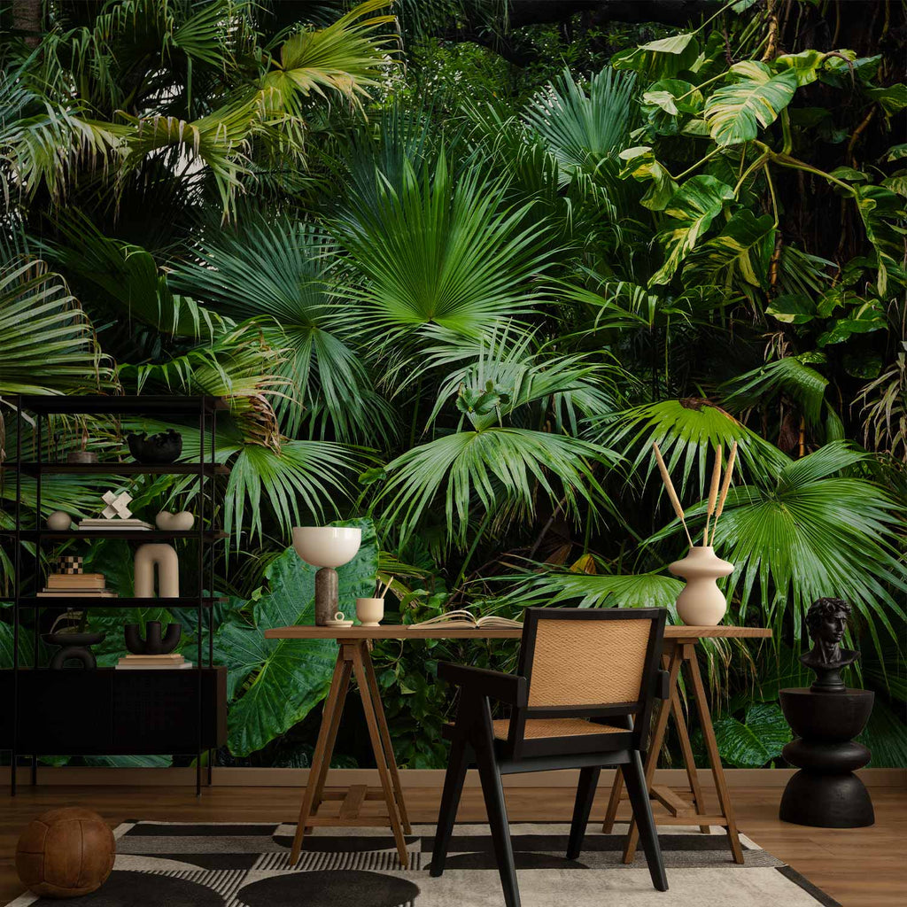 Sunny Jungle Tropical Leaves Wall Mural