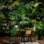 Sunny Jungle Tropical Leaves Wall Mural