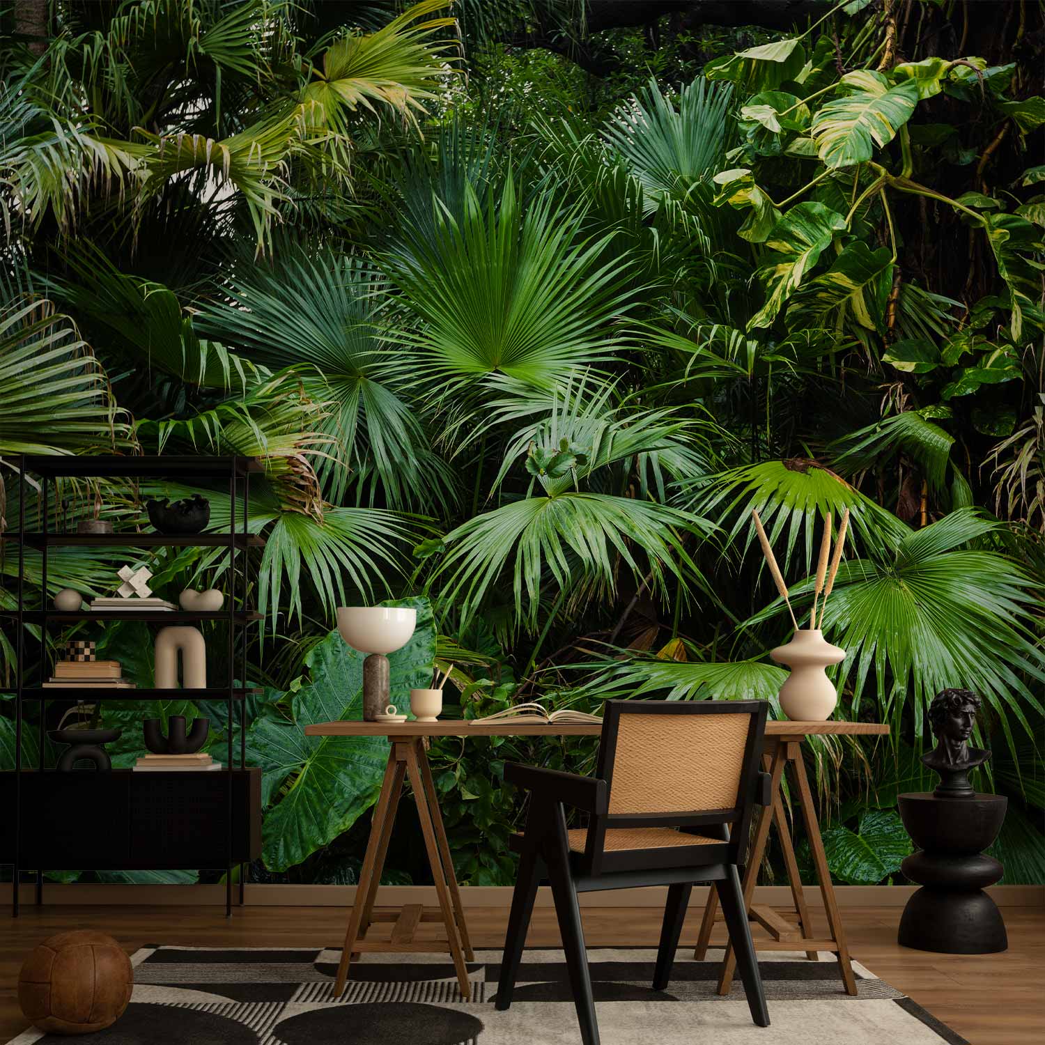 Sunny Jungle Tropical Leaves Wall Mural