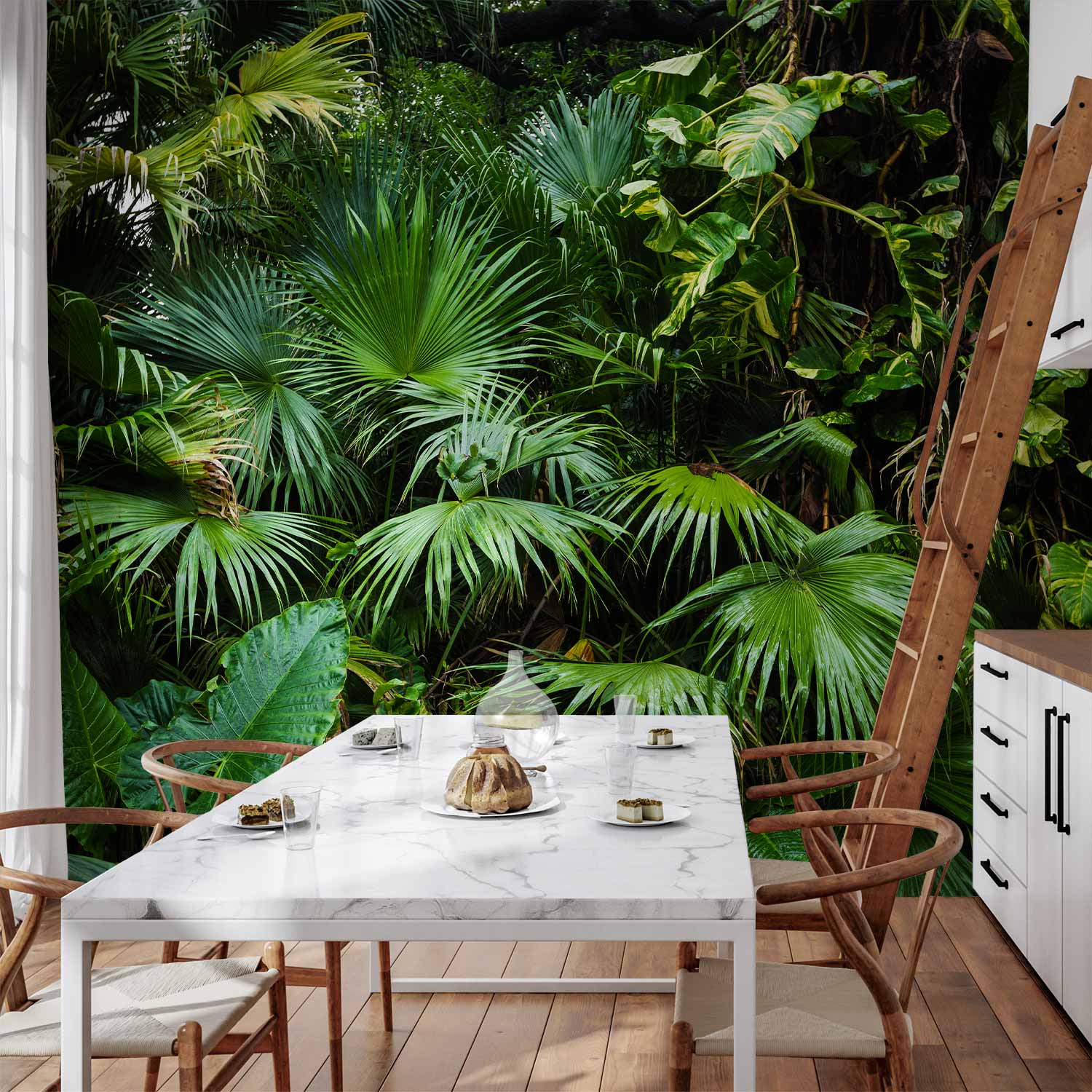 Sunny Jungle Tropical Leaves Wall Mural