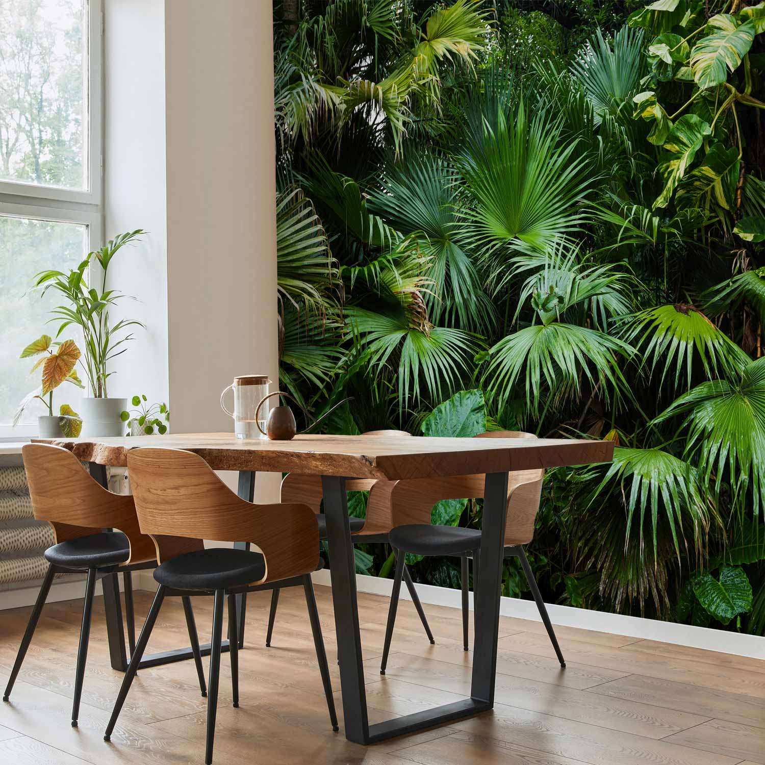 Sunny Jungle Tropical Leaves Wall Mural