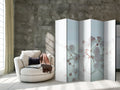 White Flower Pattern 5-Panel Room Divider