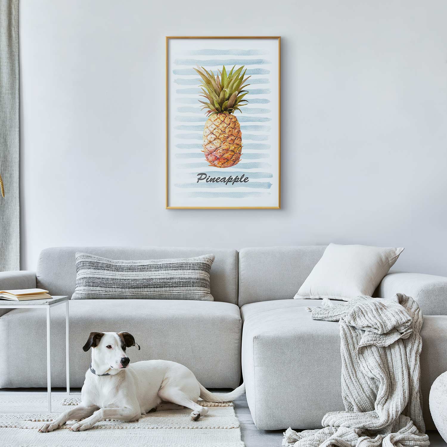Pineapple and Stripes Modern Poster