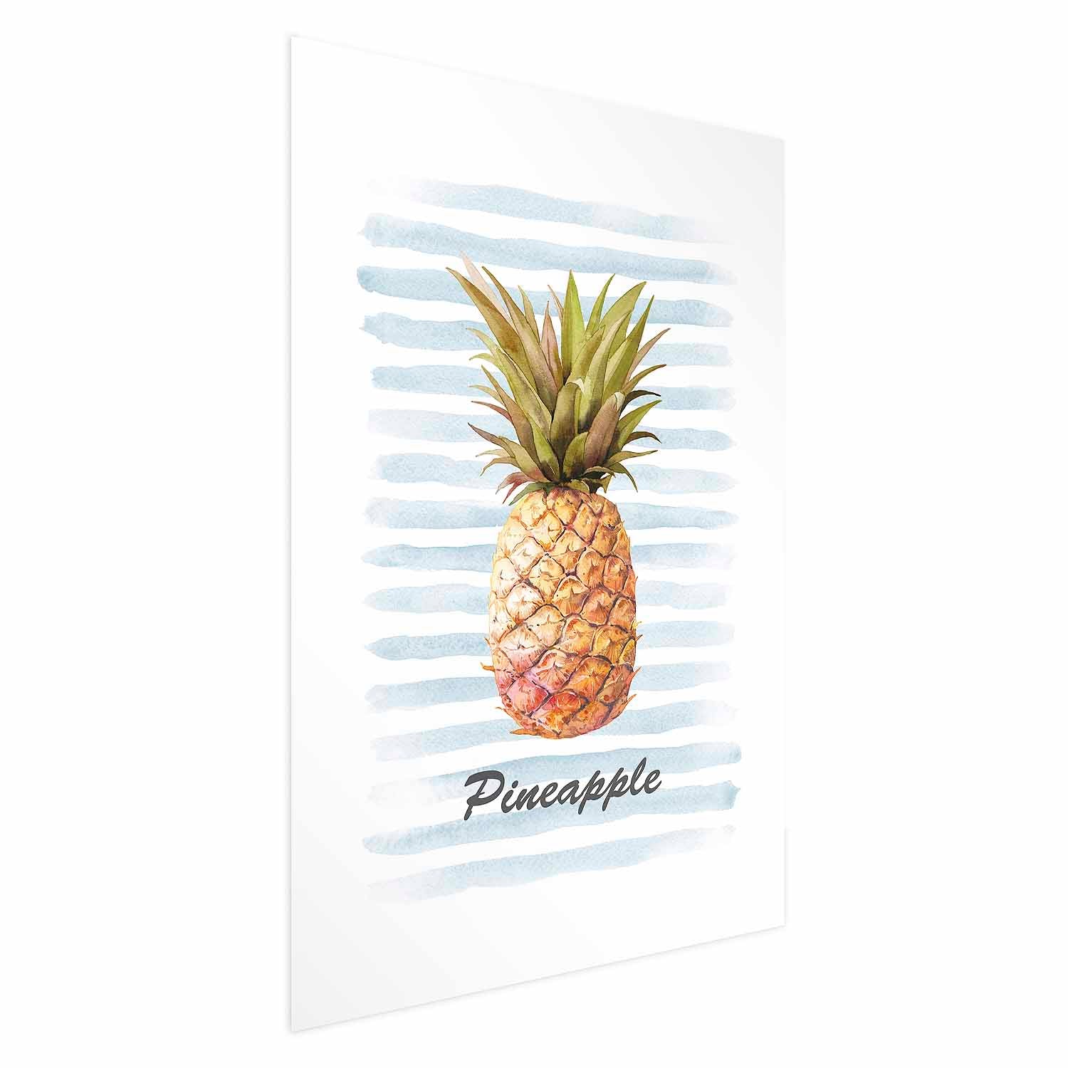 Pineapple and Stripes Modern Poster