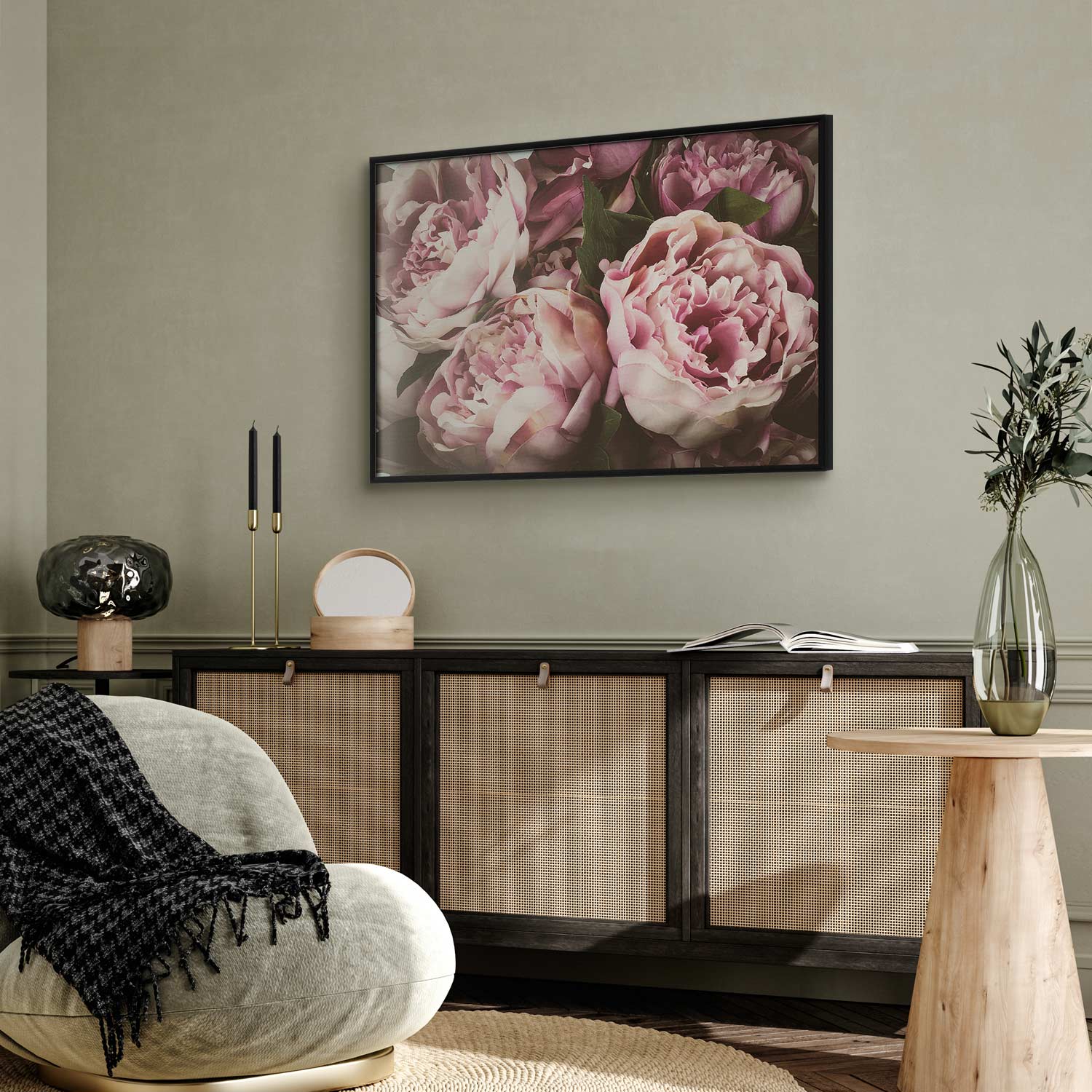 Pink Peonies Floral Poster