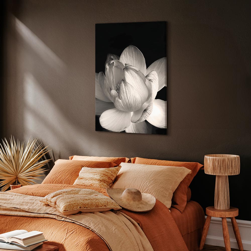 Black and White Flower Petals Nature Canvas Print