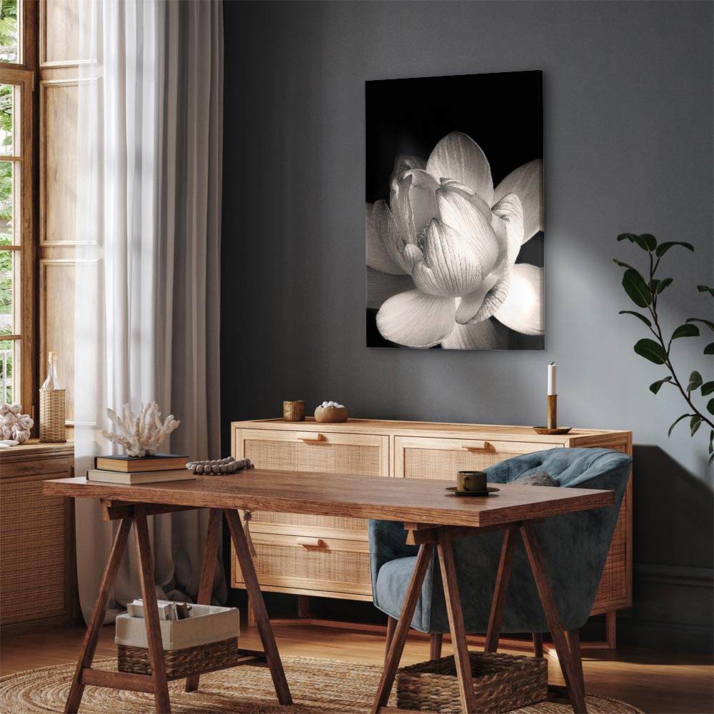 Black and White Flower Petals Nature Canvas Print