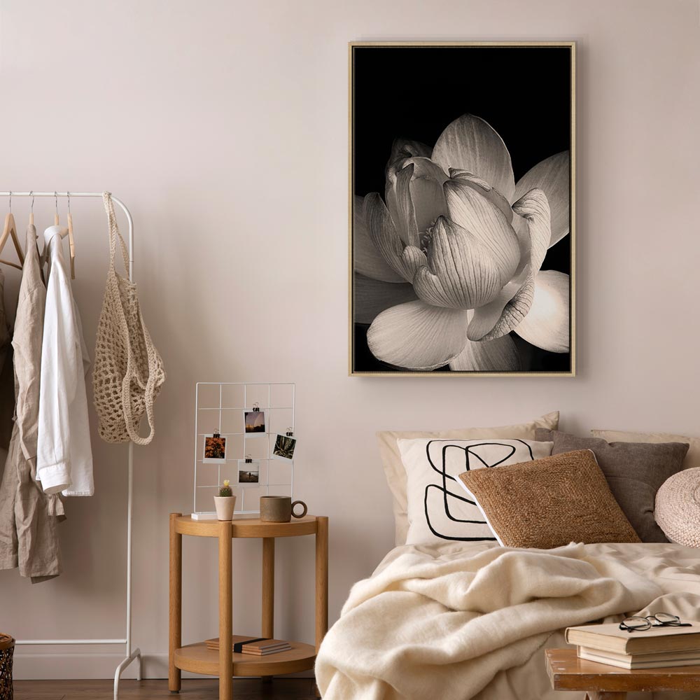 Black and White Flower Petals Nature Canvas Print