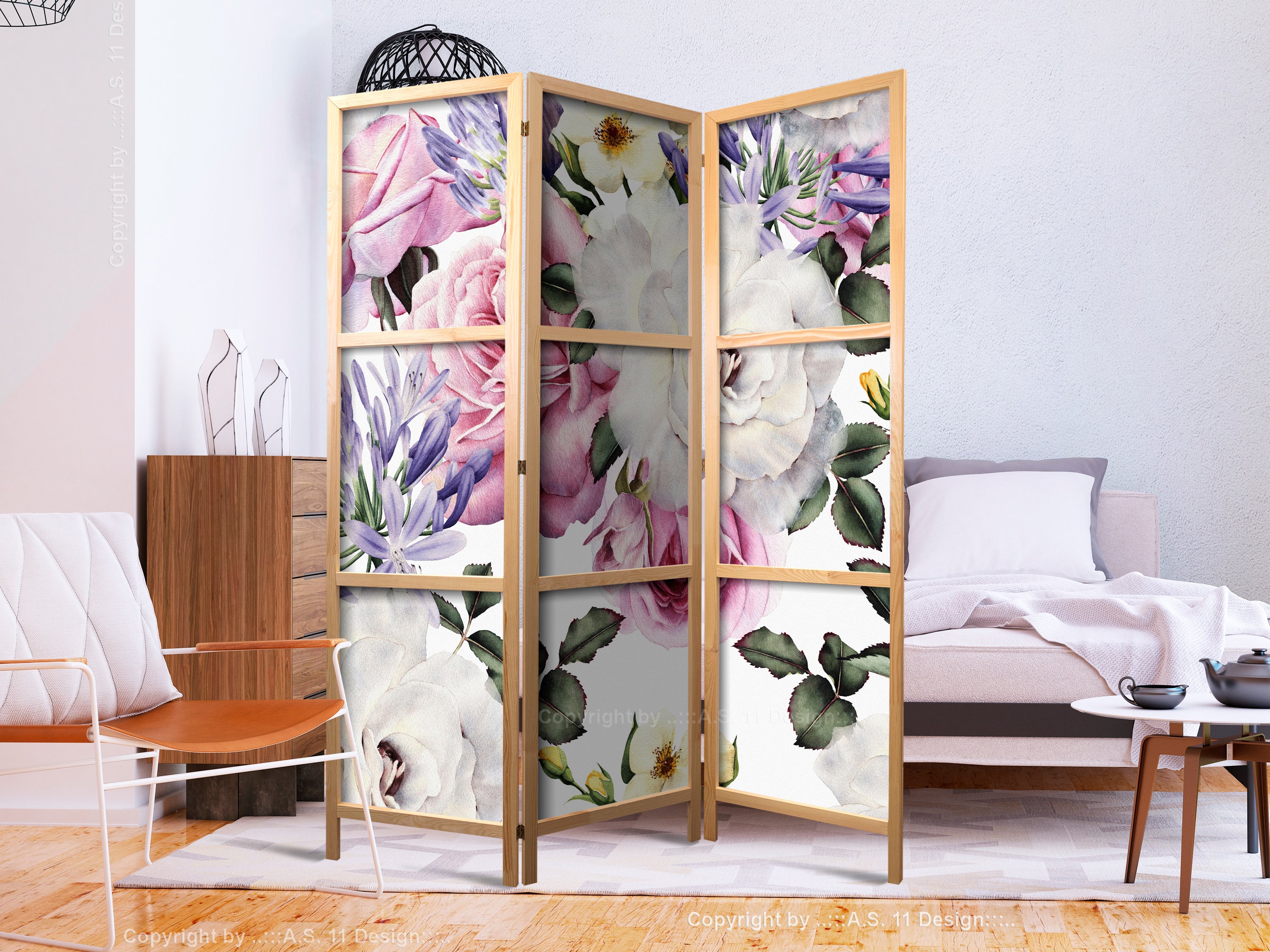 Floral Glade Japanese Room Divider