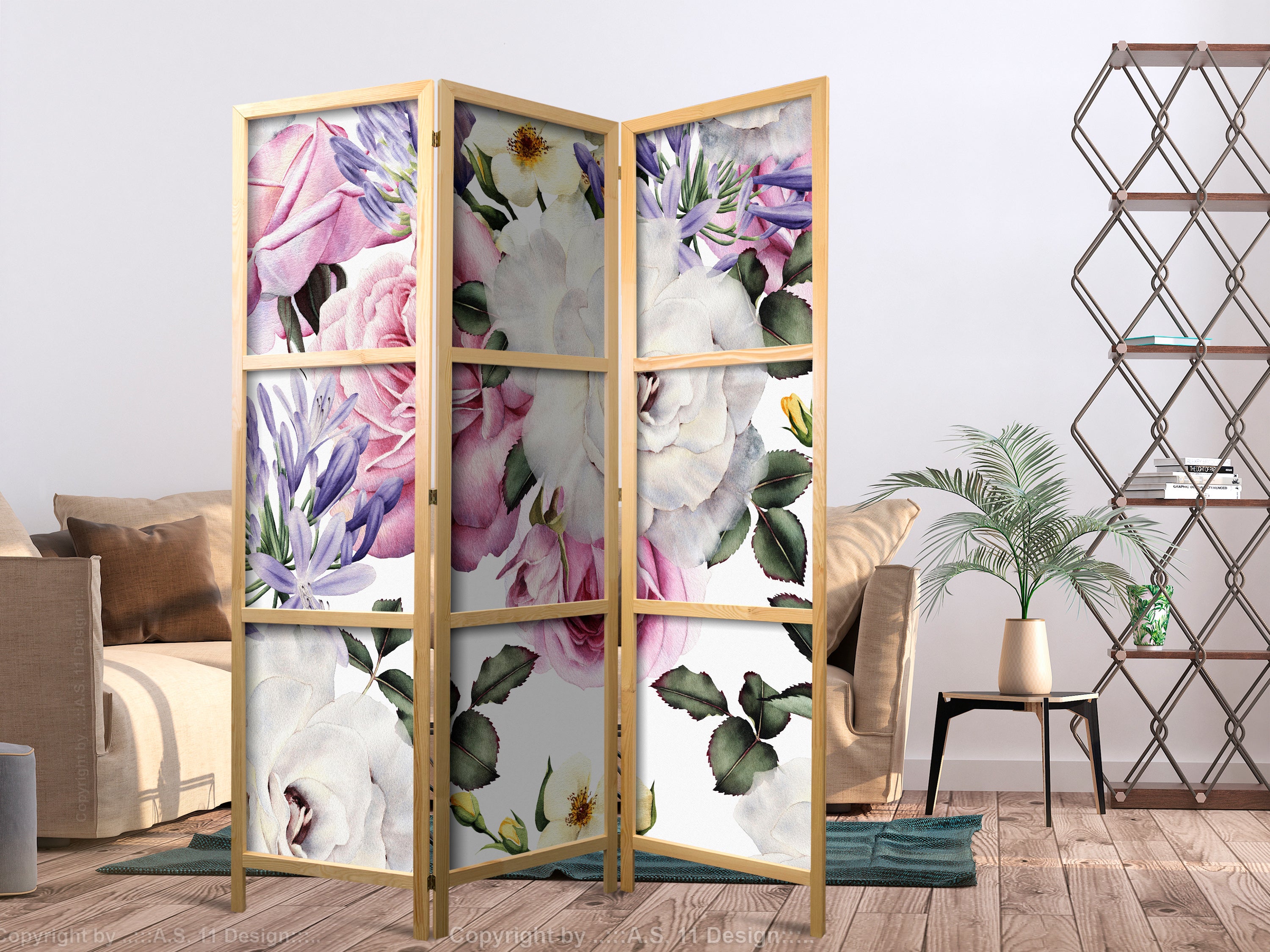 Floral Glade Japanese Room Divider