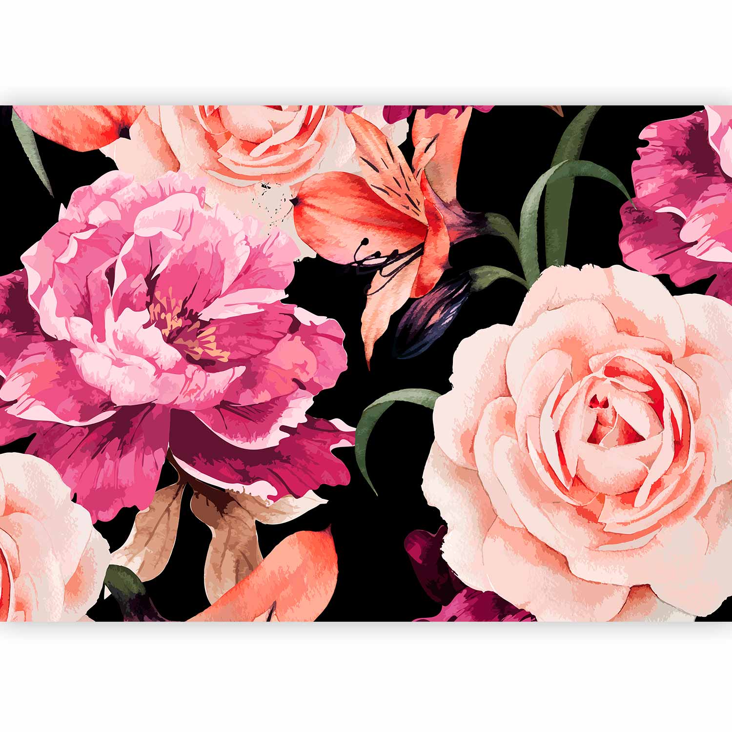 Romantic Rose Bouquet Floral Wall Mural
