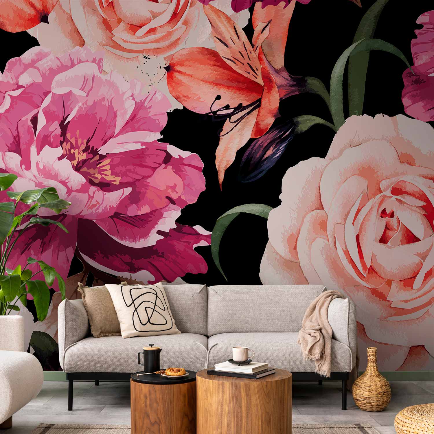 Romantic Rose Bouquet Floral Wall Mural