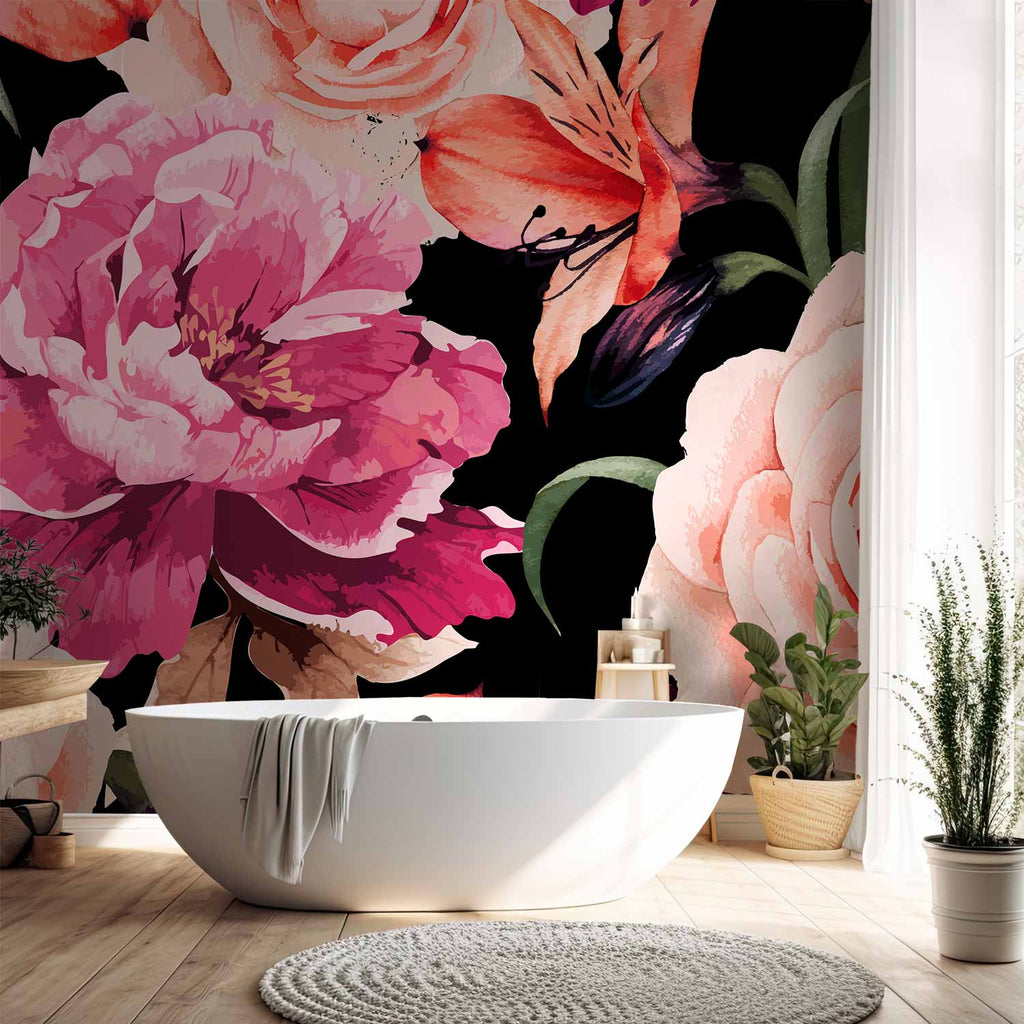 Romantic Rose Bouquet Floral Wall Mural