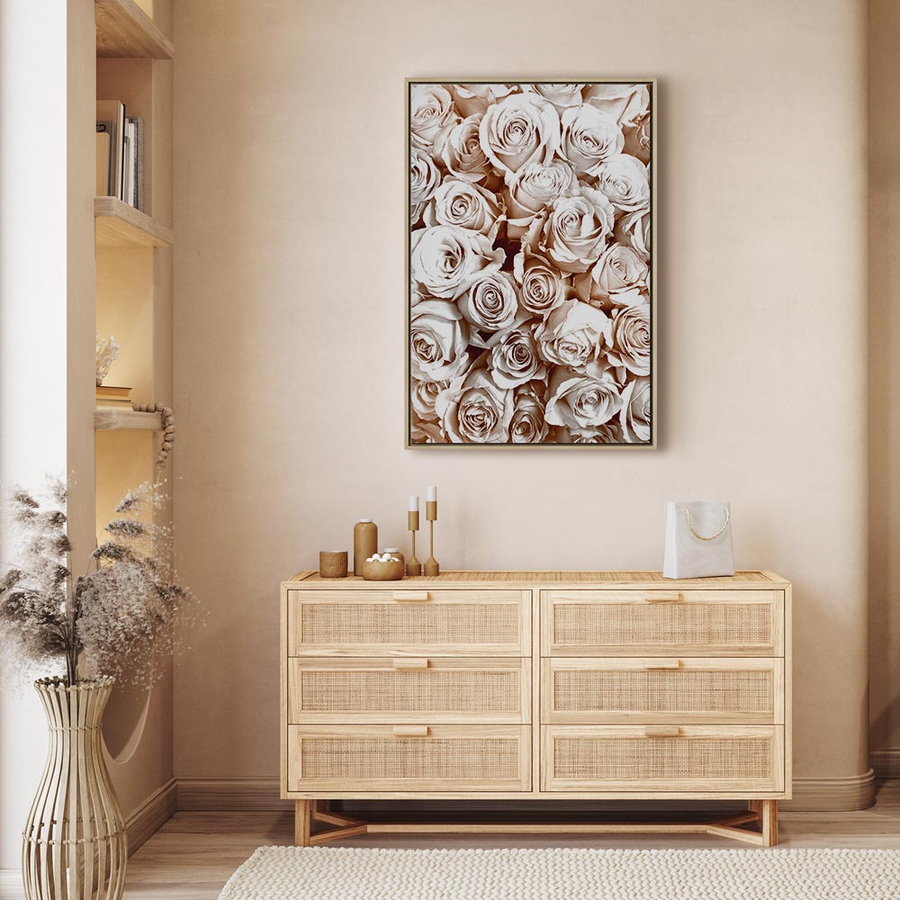 Rose Garden Floral Vertical Canvas Print