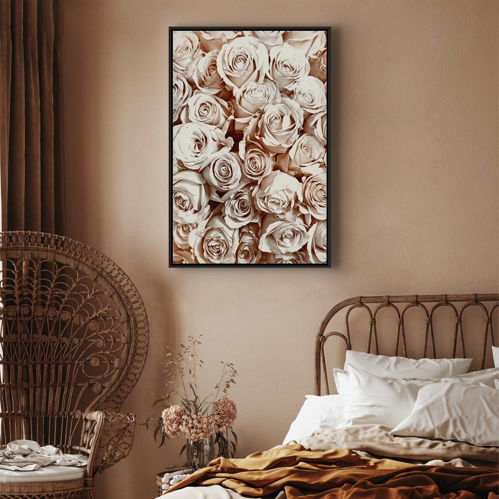 Rose Garden Floral Vertical Canvas Print