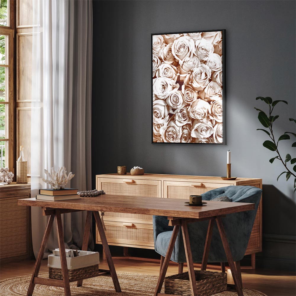 Rose Garden Floral Vertical Canvas Print