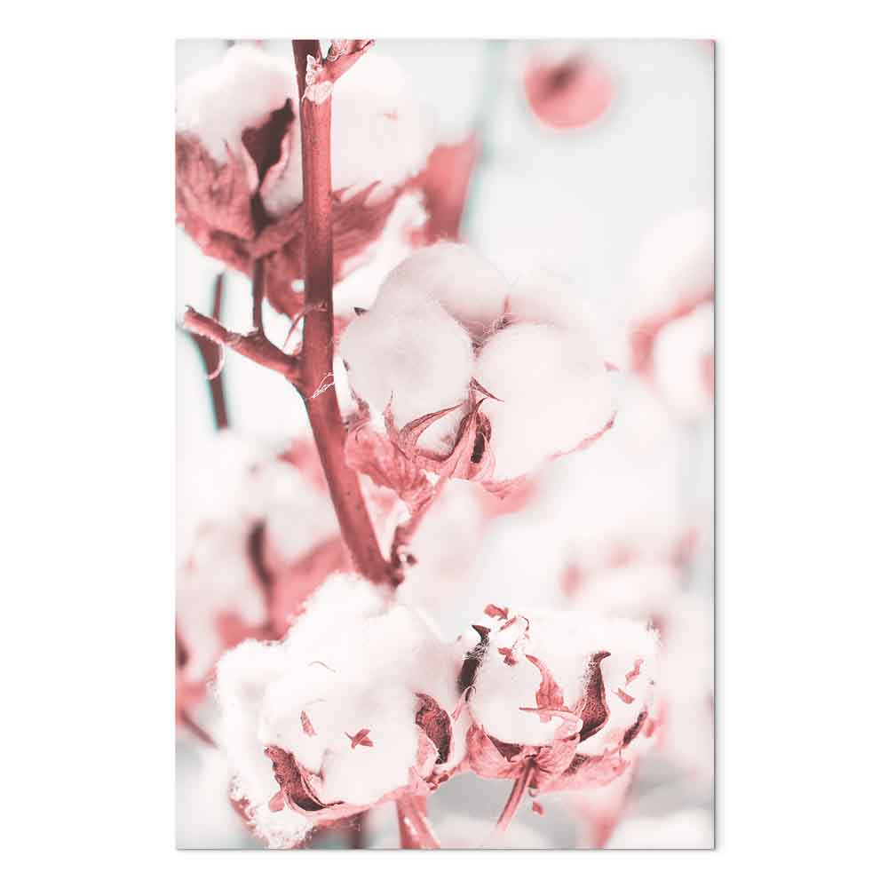 Blooming Cotton Floral Canvas Print Vertical