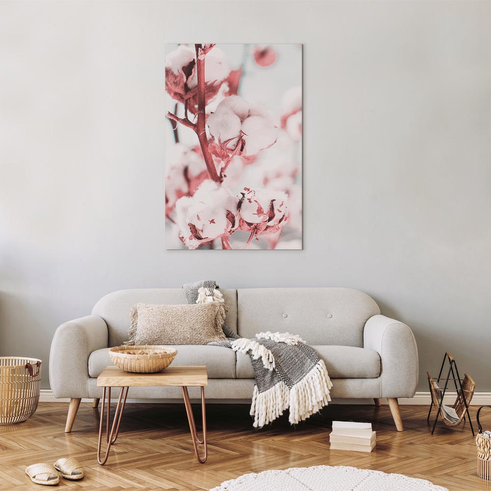 Blooming Cotton Floral Canvas Print Vertical