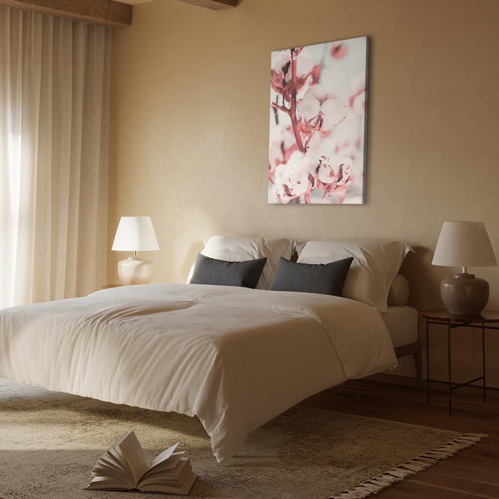 Blooming Cotton Floral Canvas Print Vertical