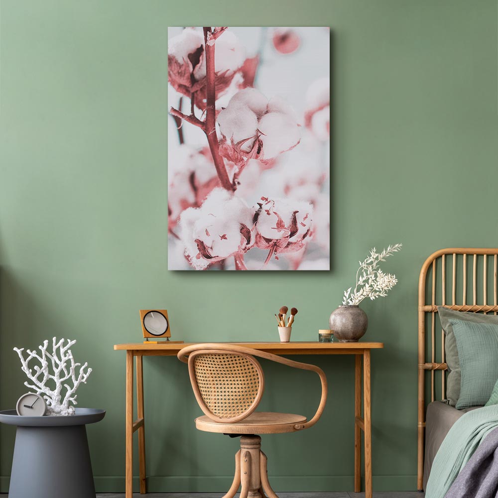 Blooming Cotton Floral Canvas Print Vertical