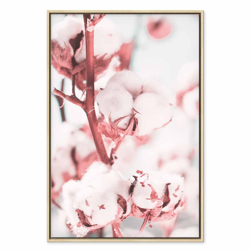 Blooming Cotton Floral Canvas Print Vertical